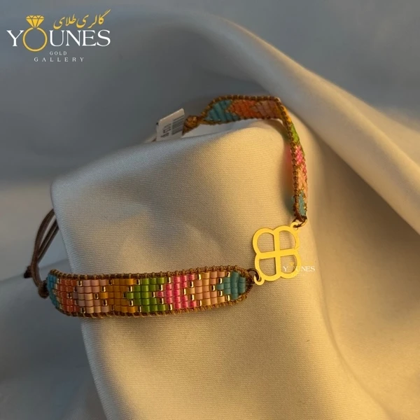 تصویر دوم دستبند میوکی گل چهاربرگ طلا